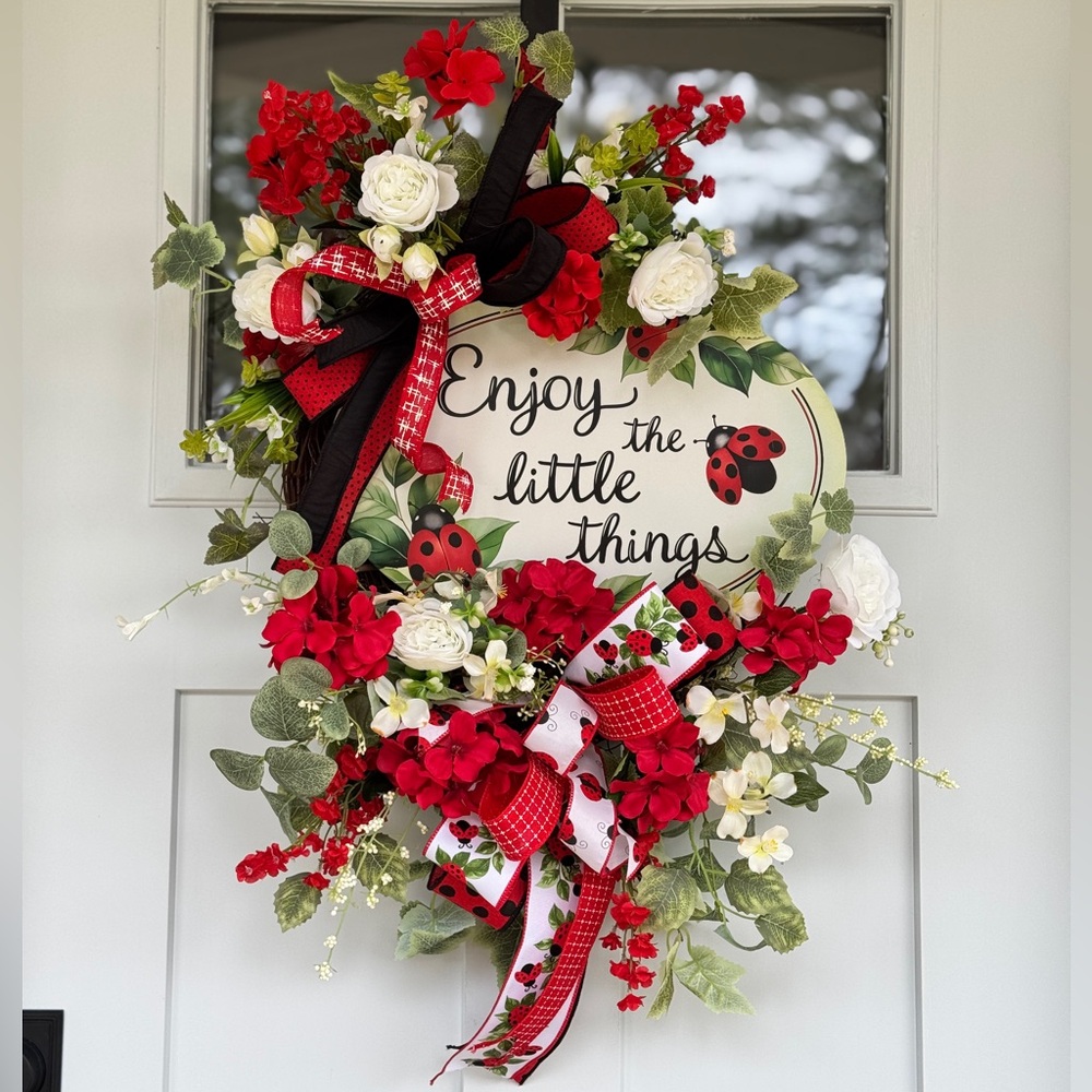 Enjoy The Little Things Ladybug Wreath